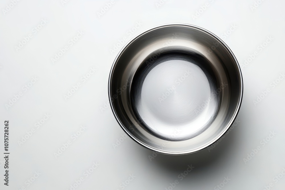 Empty stainless steel bowl on white background. Perfect for product photography and food styling. Empty stainless steel bowl on white background. Perfect for product photography and food styling.