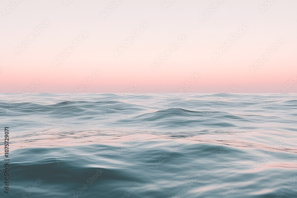 Fototapeta premium Tranquil Seascape with Dusty Pink Horizon Representing Transcendent Pink Color Trend for 2025