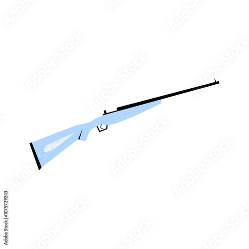 Hunting Rifle With Scope In Flat Vector Illustration Symbolizing Hunting, Sports Shooting, And Weaponry, Isolated On White Background