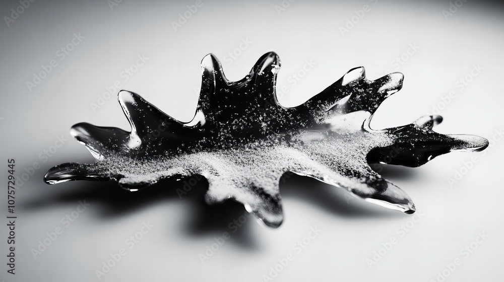 Intricate frozen leaf sculpture resting on a plain surface, showcasing delicate frost patterns and shimmering details in soft light Intricate frozen leaf sculpture resting on a plain surface, showcasing delicate frost patterns and shimmering details in soft light