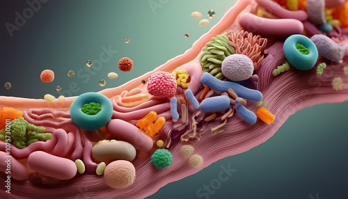 장내 미생물이 활발하게 움직이는 장면 photo