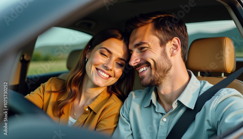 Happy Couple Enjoying a Road Trip