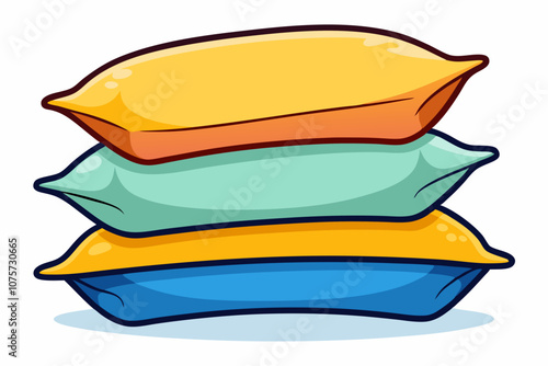  pillows stacked on white background photo