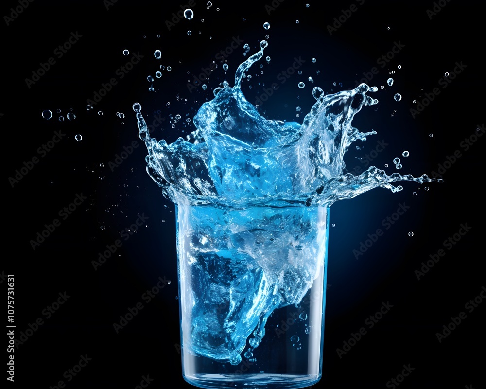 A splash of water in a glass, showcasing movement and clarity. A splash of water in a glass, showcasing movement and clarity.