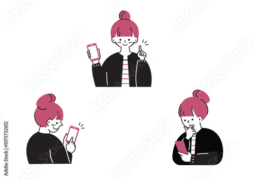 スマートフォンを操作する女性