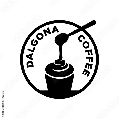 Dalgona coffee logo vector black and white
