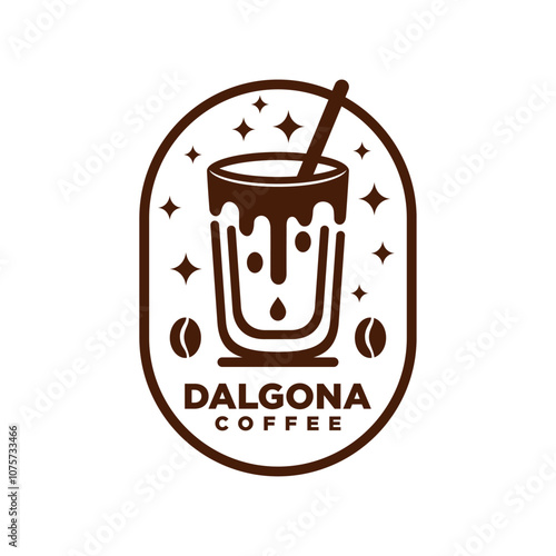 Dalgona coffee logo icon vector