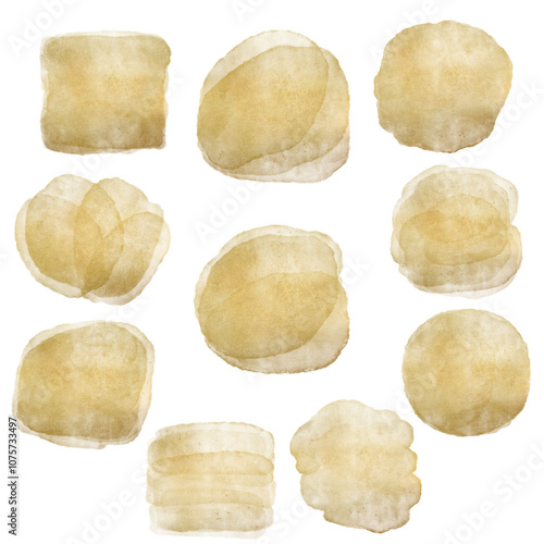Foto Set of Golden Watercolor Splotches