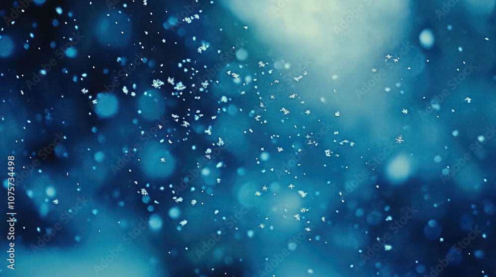 snow falling on blurred bokeh blue background, winter wallpaper, christmas background, new year, snowflakes, frost, xmas, copyspace, place for text, horizontal illustration snow falling on blurred bokeh blue background, winter wallpaper, christmas background, new year, snowflakes, frost, xmas, copyspace, place for text, horizontal illustration