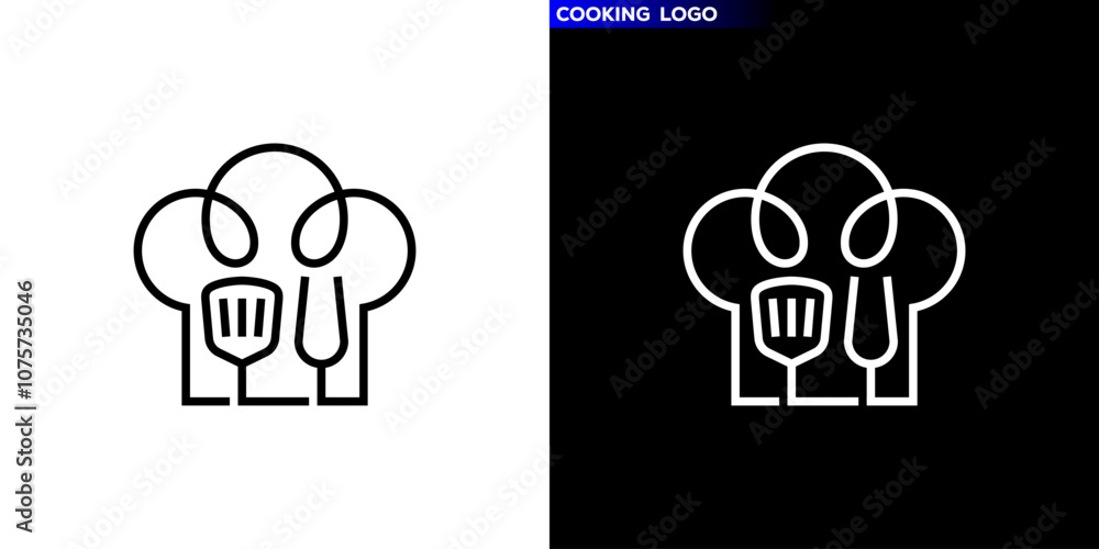 Chef logo. Chef hat and cooking utensils in simple line style. Icon symbol design template EPS 10. Chef logo. Chef hat and cooking utensils in simple line style. Icon symbol design template EPS 10.