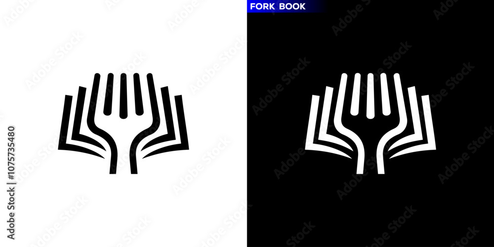 Vector design template of book logo combined with cutlery. Restaurant, menu, education, health. Symbol icon EPS 10. Vector design template of book logo combined with cutlery. Restaurant, menu, education, health. Symbol icon EPS 10.