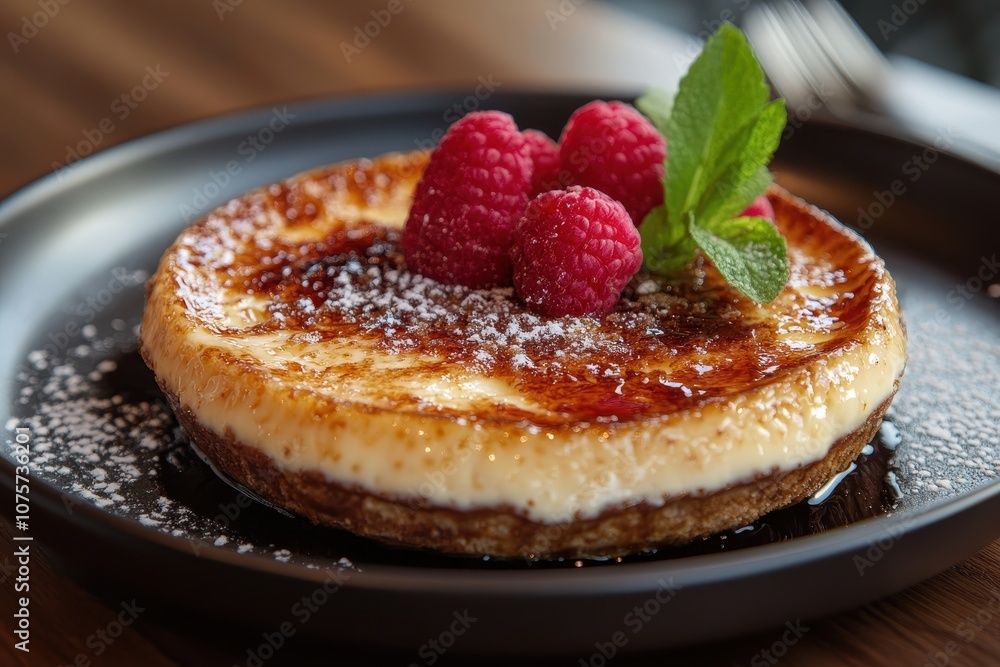 Creamy cheesecake with raspberry topping. Perfect for food blogs and dessert menus. Creamy cheesecake with raspberry topping. Perfect for food blogs and dessert menus.