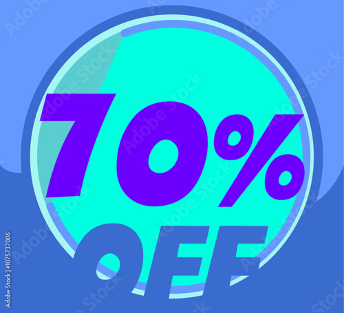 Sale tag 70% percent off, vector illustration.