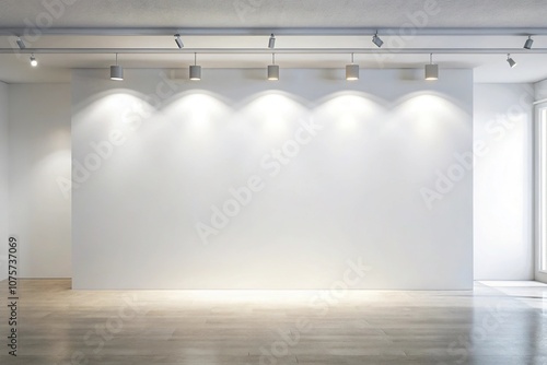blank vertical art canvas on wall with soft light for mockup presentation