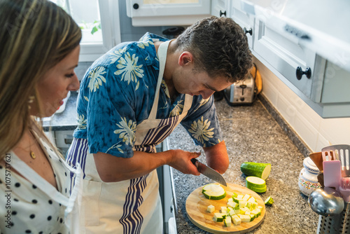 Disability man cooking in kitchen showcasing lifestyle skills photo