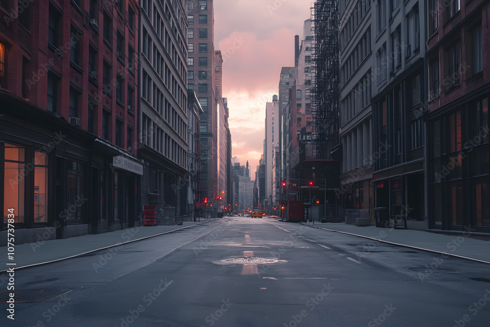 Transcendent Pink Urban Landscape at Dawn - Minimalist City Scene with Dusty Undertones Transcendent Pink Urban Landscape at Dawn - Minimalist City Scene with Dusty Undertones
