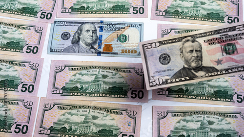 US Dollar Bills Displayed in a Dynamic Pattern