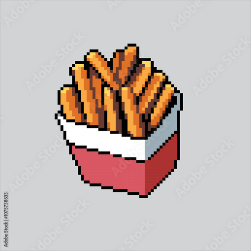 Pixel art illustration French Fries. Pixelated Fast Food. French Fries Fast Junk Food Icon pixelated for the pixel art game and icon for website and video game. old school retro.