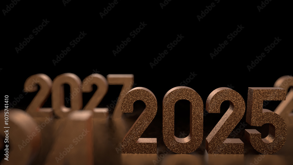 The Gold 2025 number for new year or celebration concept 3d rendering. The Gold 2025 number for new year or celebration concept 3d rendering.
