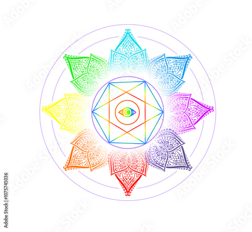 the illustration on the theme of the yoga and meditation.