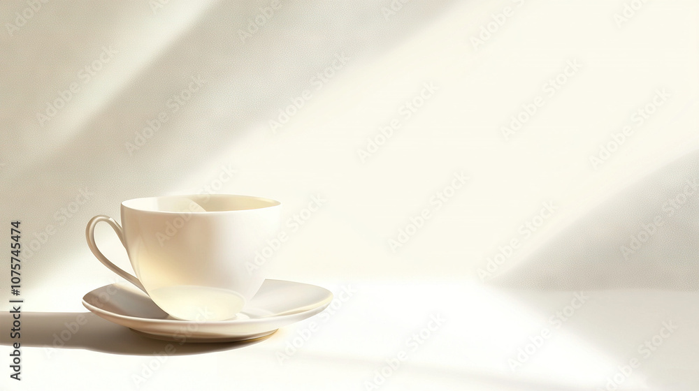 A white cup sits atop a saucer, which rests atop another saucer, all perched atop a table A white cup sits atop a saucer, which rests atop another saucer, all perched atop a table