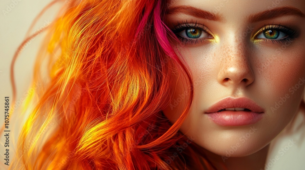 A Stunning Portrait Featuring a Model with Vibrant Hair and Strikingly Beautiful Features A Stunning Portrait Featuring a Model with Vibrant Hair and Strikingly Beautiful Features