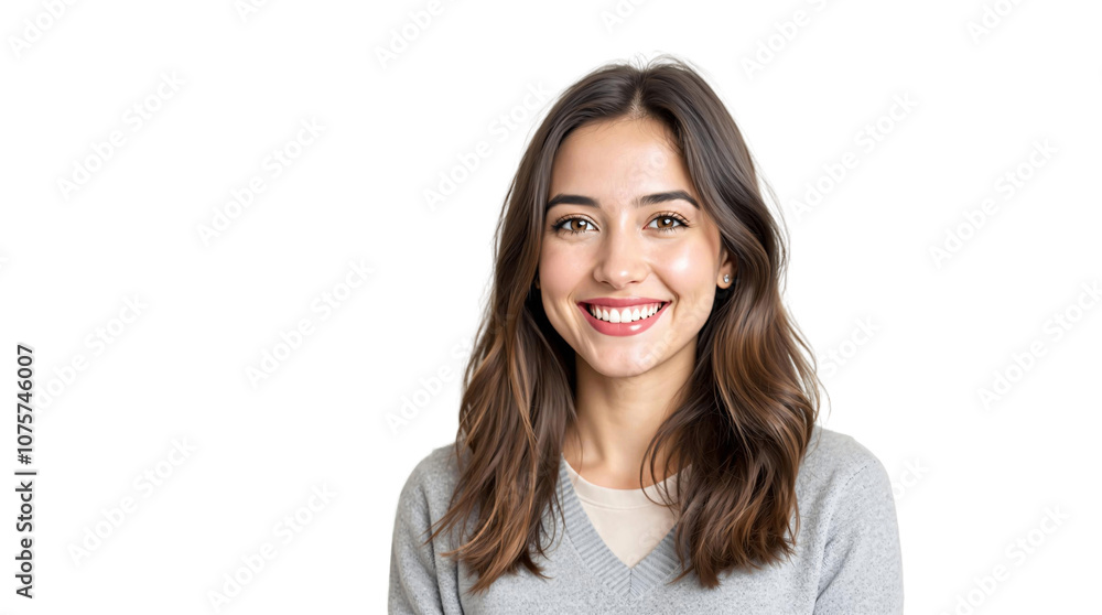 woman smiling isolated on a white background, empty space for text woman smiling isolated on a white background, empty space for text