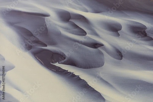 Billede på lærred Iceland glacial rivers from above, glacial mineral rivers in iceland