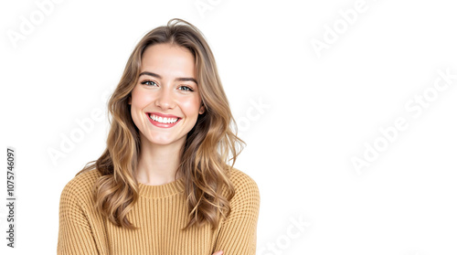 woman smiling isolated on a white background