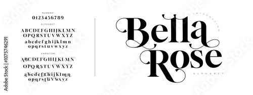 Bellarose typography beauty fashion elegant minimalist serif italic fonts decorative wedding vintage retro logos. Minimal luxury font alphabet logo. Vector illustration