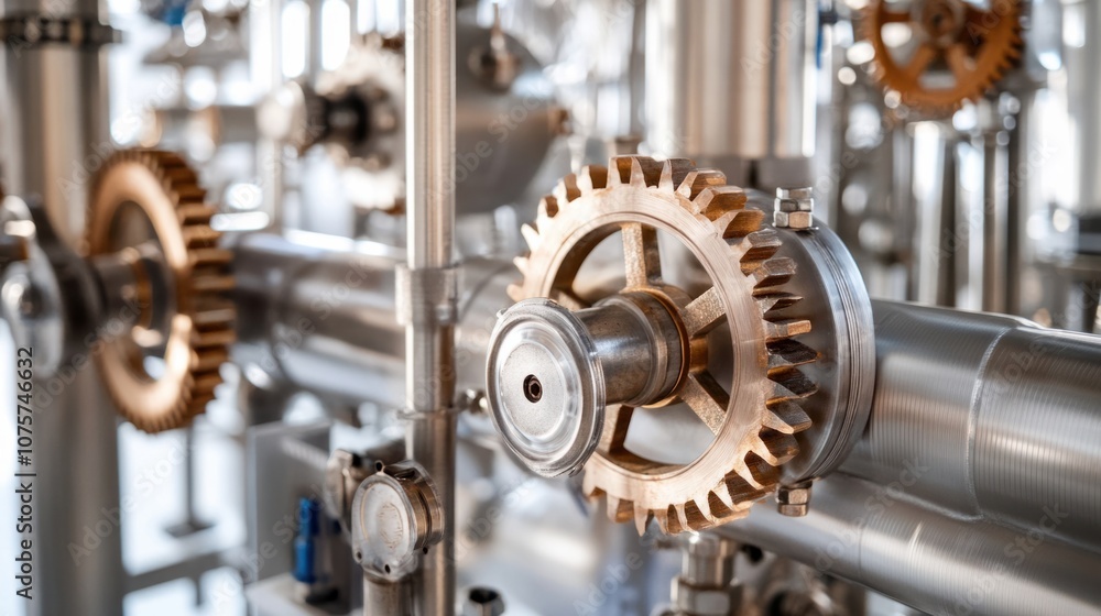Factory equipment close-up with gears, pipes, and tools in an industrial setting, isolated on white Factory equipment close-up with gears, pipes, and tools in an industrial setting, isolated on white