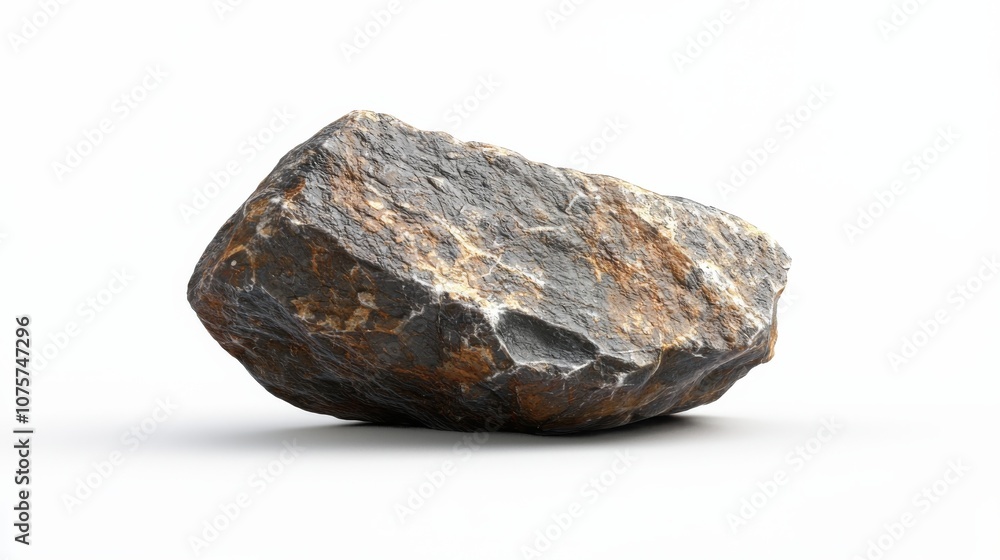 A Beautifully Textured Rock Set Against a Pure White Background for Artistic Insights A Beautifully Textured Rock Set Against a Pure White Background for Artistic Insights