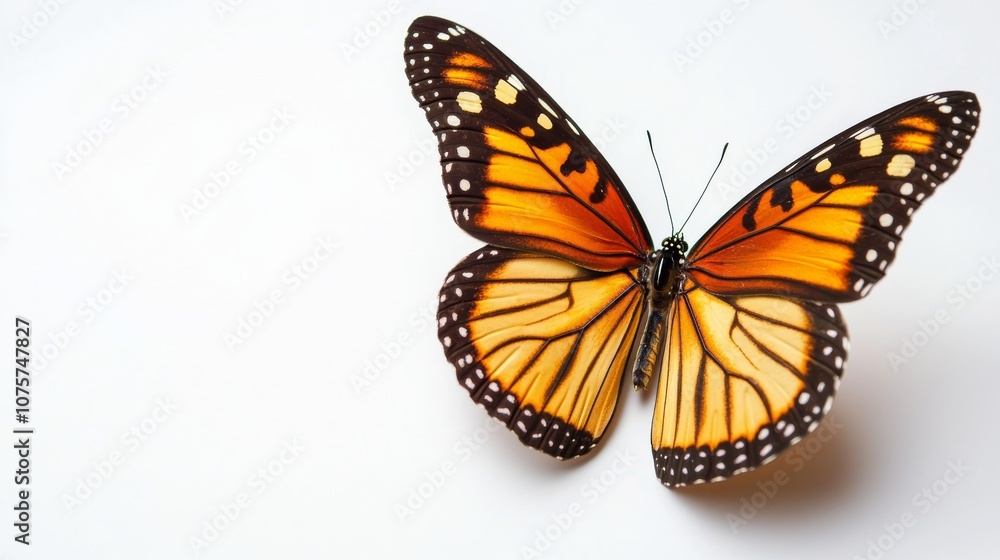 This image showcases a beautiful Monarch Butterfly set against a pristine white background This image showcases a beautiful Monarch Butterfly set against a pristine white background