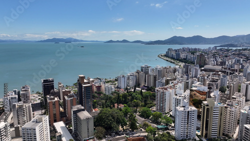 North Coast At Florianopolis In Santa Catarina Brazil. Coast City. Downtown District. Cityscape Scenery. North Coast At Florianopolis In Santa Catarina Brazil. Tourism Landmark. photo