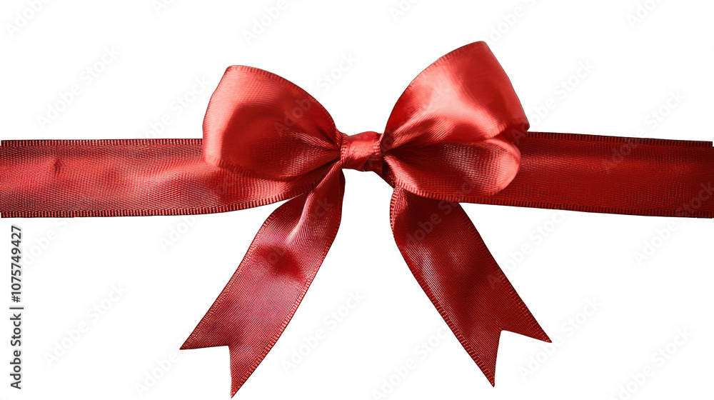 Fototapeta premium Red ribbon bow for gift decoration on Transparent, perfect for festive and holiday designs. 