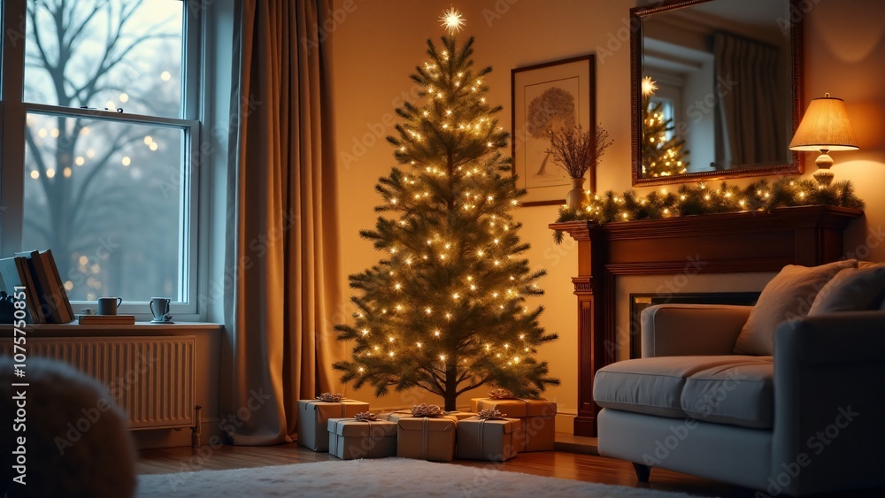 living room with christmas tree and fireplace living room with christmas tree and fireplace