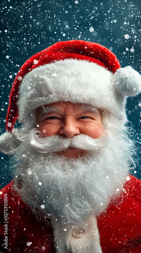 Smiling Santa Claus in a Winter Wonderland Celebrating Christmas Joy and Holiday Cheer