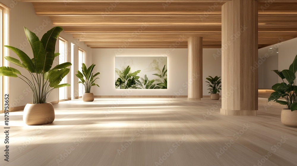 serene yoga studio with calming plants and natural light serene yoga studio with calming plants and natural light