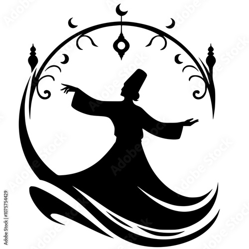 Sufi dance silhouette