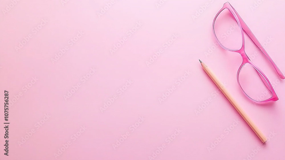 Pink glasses on pink background with two pairs Pink glasses on pink background with two pairs