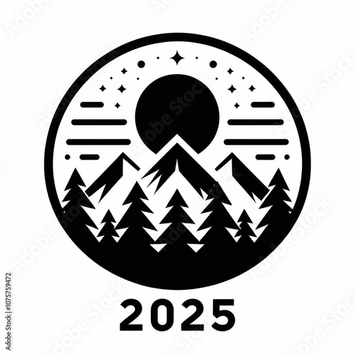 2025 Digital Year Design with Modern Typography on a Dark Background