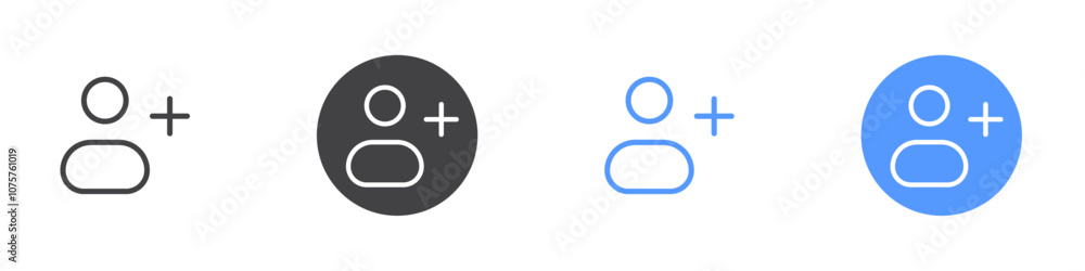 Add user icon Flat set in black and white color Add user icon Flat set in black and white color