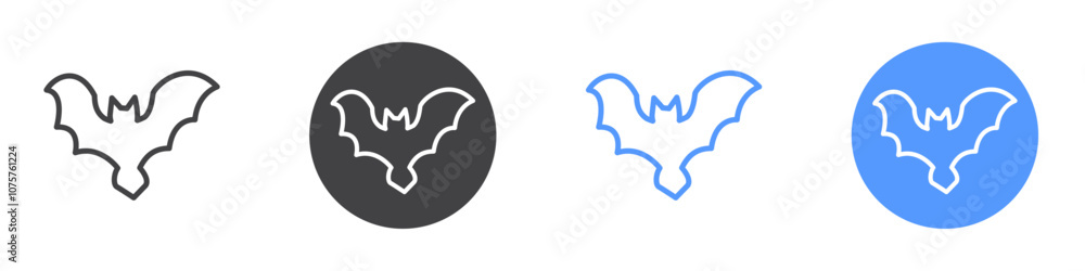 Bat icon Flat set in black and white color Bat icon Flat set in black and white color