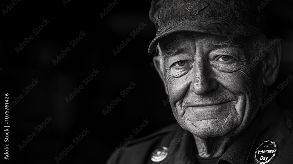A smiling veteran with medals on their uniform, with A smiling veteran with medals on their uniform, with