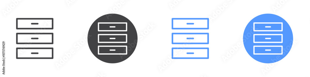 Cabinet icon Flat set in black and white color Cabinet icon Flat set in black and white color