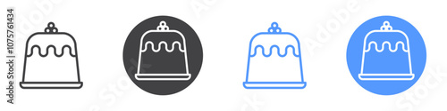 Cake icon Flat set in black and white color