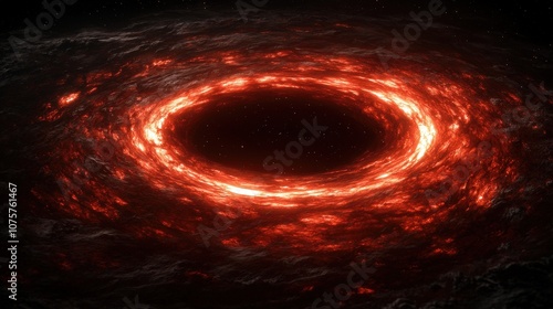 Cosmic Nebula Glowing Red Ring in Deep Space Space Background