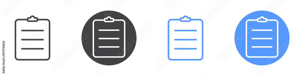 Clipboard icon Flat set in black and white color Clipboard icon Flat set in black and white color