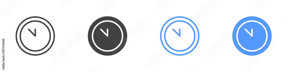 Clock icon Flat set in black and white color Clock icon Flat set in black and white color