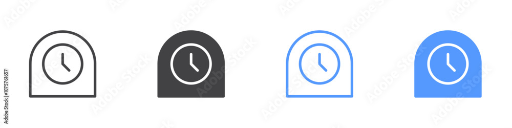 Clock icon Flat set in black and white color Clock icon Flat set in black and white color